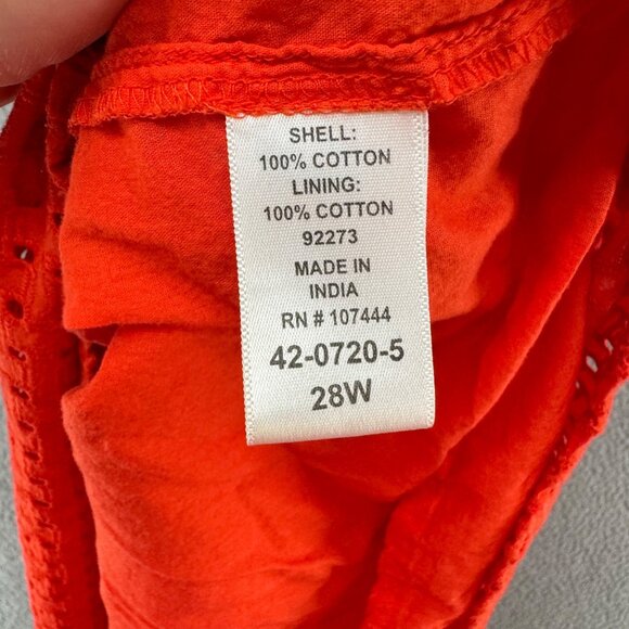 Jessica London Perforated Top Womens Orange Perforated Cotton SS Size 28W - Picture 7 of 11